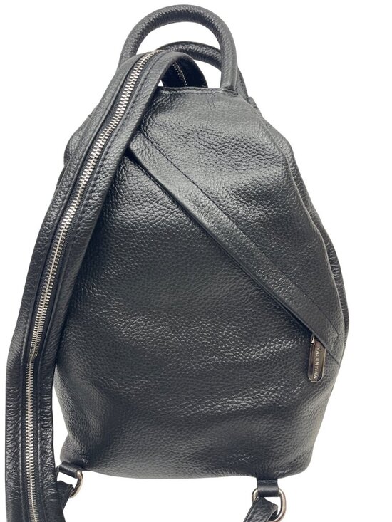 Valentina Black Italian Leather Convertible Backpack Purse Handcrafted In Italy main image 9